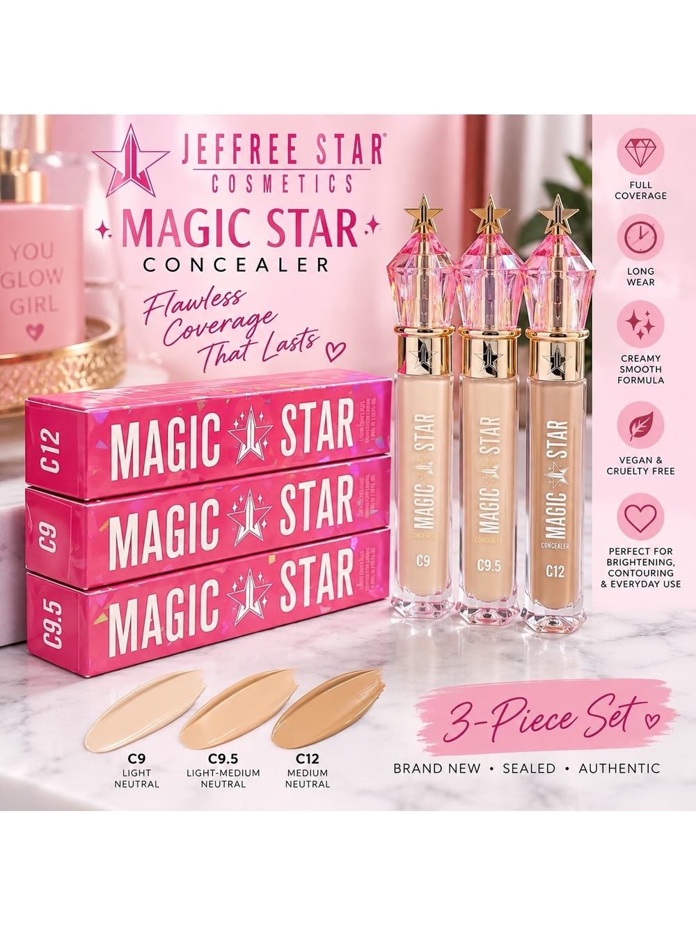 Jeffree Star Magic Star Concealer C9 C9.5 C12 NEW 3 Piece Bundle